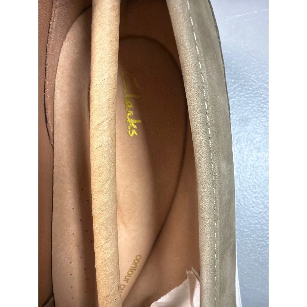 Clarks Nalle Violet Slip On Shoes Womens 11 Olive Nubuck Leather Comfort Sneaker